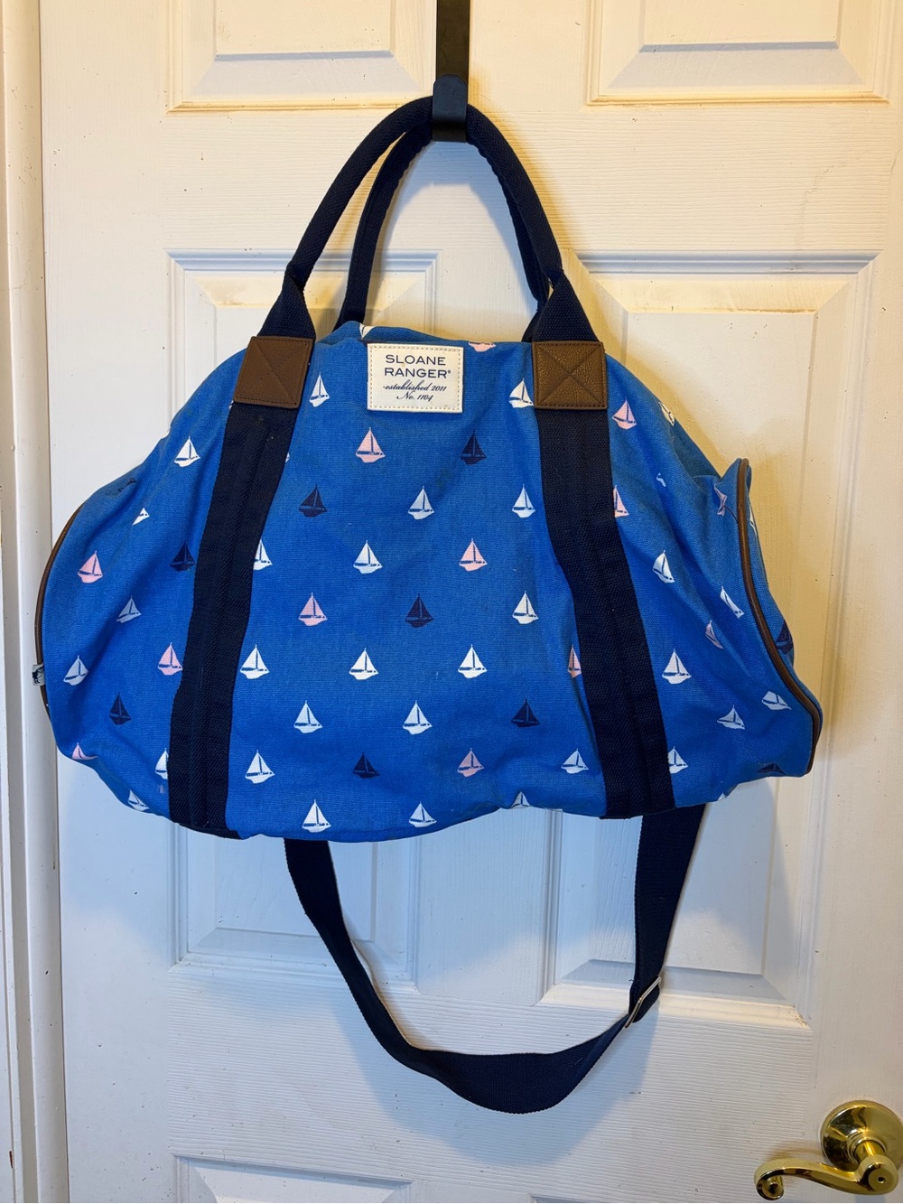 Sloane Ranger Blue Sailboat Canvas Weekender Bag